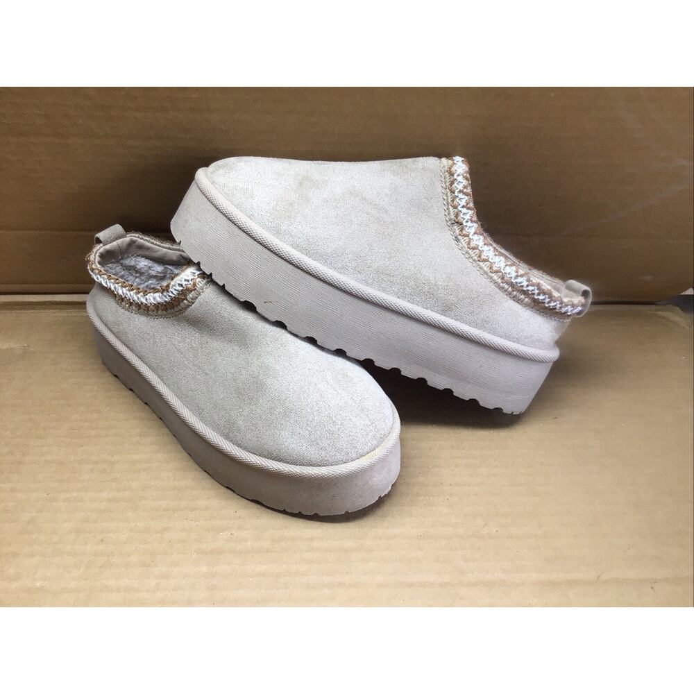 VTG Mudd Stormy Tan Chunky Platform Mules Potato Shoes Women 10 Men 8.5